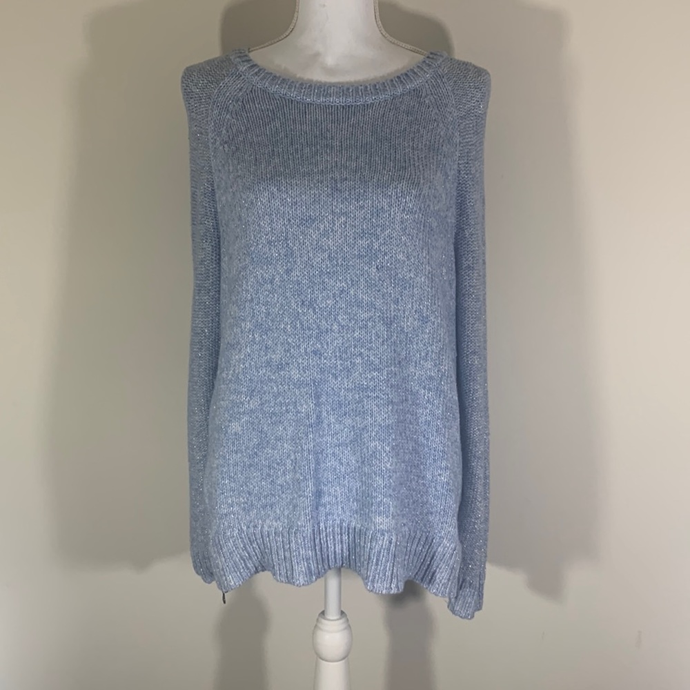 Lane Bryant Plus Knit Sweater Zipper Details Blue Shimmer 18/20